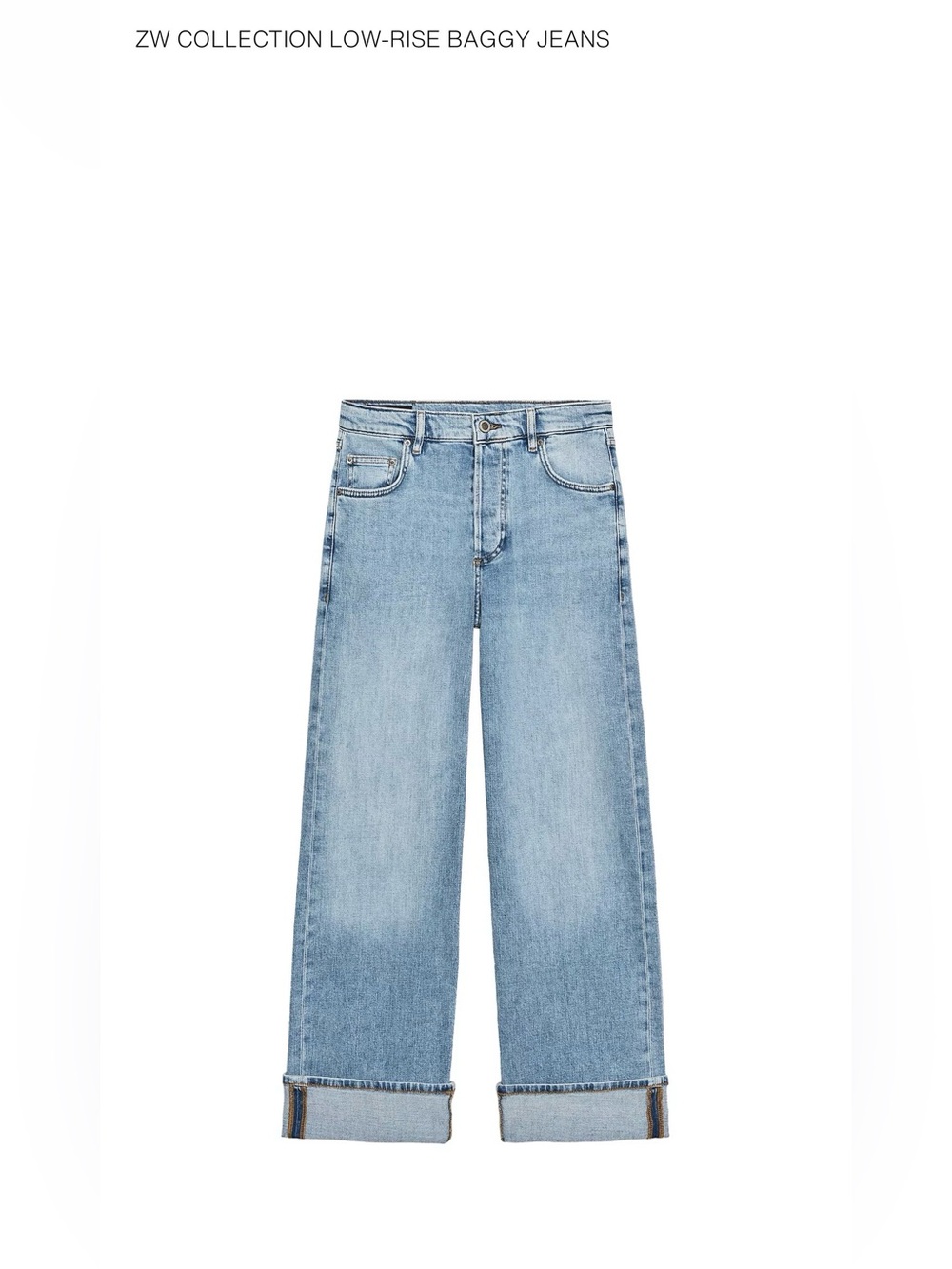 Zara Light Blue Denim Low Rise Baggy Jean